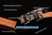Panerai Luminor GMT PAM 029 P Asia Automatic PVD Case with Black Dial Stick/Arabic Numeral Markers and Brwon Leather Strap