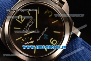 Panerai Panerai Luminor Logo Marina Swiss Valjoux 7750 Automatic Steel Case Black Dial With Stick/Arabic Numeral Markers Blue Nylon Strap