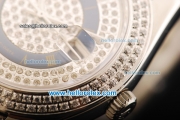 Rolex Day Date Automatic Movement Diamond Dial/Bezel with Roman Numeral Markers and SS Diamond Strap
