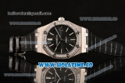 Audemars Piguet Royal Oak 41MM Asia Automatic Steel Case with Black Grids Dial Diamonds Bezel and Stick Markers