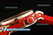 Hublot Big Bang Miyota Automatic Steel Case with White Dial and Red Rubber Strap-Lady Size