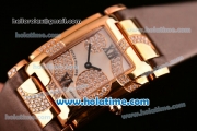 Patek Philippe Twenty-4 Swiss Quartz Rose Gold Case with Brown Leather Strap and Diamond/MOP Dial