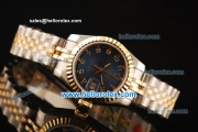 Rolex Datejust Swiss ETA 2671 Automatic Full Steel with Rose Gold Bezel and Dark Blue Dial-Two Tone Strap