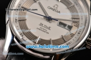 Omega De Ville Hour Vision Co-Axial Annual Calendar Clone 8500 Automatic Steel Case with Stick Markers and White Dial - 1:1 Original