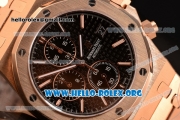 Audemars Piguet Royal Oak Chronograph Miyota OS10 Quartz Rose Gold Case with Black Dial and Rose Gold Bracelet