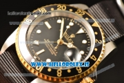 Rolex GMT-Master II Vintage 2813 Auto With Nylon Strap Black Dial And Black Bezel Two Tone