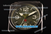 Bell&Ross BR 03-92 Ltd Limited Edition Miyota 9015 Automatic PVD Case with Army Green Dial and White Stick/Arabic Numeral Markers