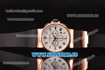 Ulysse Nardin Maxi Marine Chrono Swiss Valjoux 7750-SHG Automatic Rose Gold Case with White Dial and Roman Numeral Markers (EF)