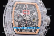 Richard Mille RM 011 Felipe Massa Flyback Chronograph Swiss Valjoux 7750 Automatic Sapphire Crystal Case with Skeleton Dial Rose Gold Inner Bezel and Aerospace Nano Translucent Strap
