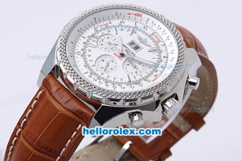 Breitling Bentley Motors Automatic with White Dial and White Bezel-Leather Strap