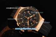 Hublot Big Bang Chronograph Swiss Valjoux 7750 Automatic Movement Rose Gold Case with Black Dial and Black Rubber Strap-1:1 Original