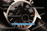 Cartier Drive de Cartier Asia Automatic Steel Case with Black Dial and Black Leather Strap (ZF)