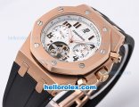 Audemars Piguet Royal Oak Alinghi Tourbillon Automatic Rose Gold Case and Bezel with White Dial-Black Marking