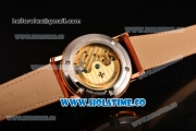 Vacheron Constantin Malte Tourbillon Asia Automatic Rose Gold Case with White Dial Brown Leather Strap - Stick Markers