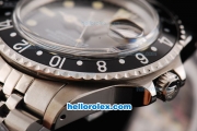 Rolex GMT Master Oyster Perpetual Automatic Movement ETA Case with Black Bezel-Yellow Markers and Black Dial