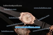 Audemars Piguet Royal Oak Lady Miyota OS2035 Quartz Rose Gold/Diamond Case with Black Rubber Bracelet and Diamond Dial (EF)