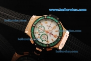 Hublot Big Bang Swiss Valjoux 7750 Automatic Movement Rose Gold Case with White Dial and Green Diamond Bezel-Limited Edition