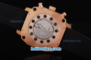 U-Boat Thousands of Feet Chronograph Automatic Rose Gold Bezel with White Dial-Black Marking