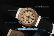 Hublot Big Bang Swiss Valjoux 7750 Automatic Movement Beige Dial with Small Calendar and Black Rubber Strap