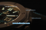 Hublot Big Bang Swiss Valjoux 7750 Automatic PVD Case with Brushed Ceramic Bezel and Black Dial- Black Leather Strap