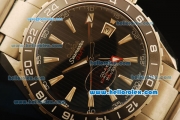 Omega Seamaster GMT Asia 2813 Automatic Full Steel with Black stripe Dial and SS Strap