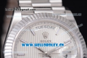 Rolex Day-Date II Swiss ETA 2836 Automatic Stainless Steel Case/Bracelet with Silver Dial and Stick Markers (BP)