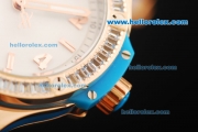 Hublot Big Bang Swiss Quartz Movement Rose Gold Case with Diamond Bezel and Blue Rubber Strap