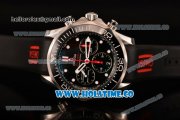 Omega Seamaster Diver 300M Co-Axial Chronogrpah Swiss Valjoux 7750 Automatic Steel Case with Black Dial White Dot Markers and Black Rubber Strap (BP)