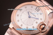 Cartier Ballon Bleu De Miyota Quartz Movement Rose Gold Case and Strap with Diamond Bezel/Markers