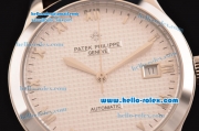 Patek Philippe Calatrava Swiss ETA 2824 Automatic Steel Case with Black Leather Strap White Dial