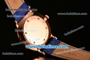 Patek Philippe Calatrava Miyota OS2035 Quartz Rose Gold Case with Blue Dial and Stick Markers