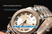 Rolex Datejust 31 Steel 2836 Auto With Steel Bracelet Sliver Dial Roman Diamond Bezel