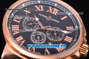 Ulysse Nardin Marine Chrono Asia Automatic Rose Gold Case with Roman Numeral Markers and Black Dial