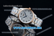 Longines Master Swiss ETA 2824 Automatic Two Tone Case with White Dial Arabic Numeral Markers and Rose Gold/Steel Bracelet (AAAF)