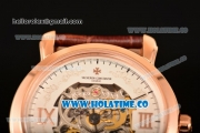 Vacheron Constantin Malte Asia Automatic Rose Gold Case with White Skeleton Dial and Roman Numeral Markers