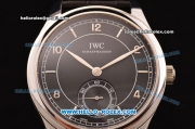 IWC Portuguese Vintage Swiss ETA 2836 Automatic Steel Case with Black Dial - Numeral Markers and Black Leather Strap