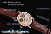 A.Lange&Sohne Datograph Double Tourbillon ST22 Automatic Steel Case with White Dial and Brown Leather Strap ETA Coating