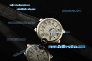 Cartier Ballon Bleu De Swiss ETA 2836 Automatic Steel Case with Black Leather Strap White Dial Roman Markers