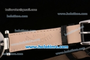 Franck Muller Ronde Miyota Quartz Steel Case with Black Leather Bracelet Diamond Bezel and Black Stick Markers