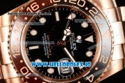 Rolex GTM-Master II 2836 Automatic Rose Gold Case with Black Dial Dots Markers and Steel Bracelet