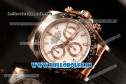 Rolex Daytona Clone Rolex 4130 Automatic Chrono Rose Gold Case White Dial Dots Markers With Rose Gold Bezel Black Rubber Strap- 1:1 Original(AR)