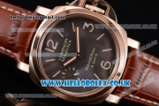 Panerai PAM 511 Luminor Marina 8 Days Oro Rosso Clone P.5000 Manual Winding Rose Gold Case with Brown Dial Brown Leather Strap and Arabic Number Markers (ZF)