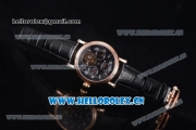 Patek Philippe Grand Complication Swiss Tourbillon Automatic Rose Gold Case with Black Dial Black Leather Strap and Roman Numeral Markers