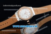 Hublot Classic Fusion Miyota 9015 Automatic Rose Gold Case with White Dial Stick Markers and Light Orange Genuine Leather Strap