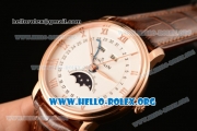 BlancPain Villeret Miyota 9015 Automatic Rose Gold Case with White Dial and Brown Leather Strap (ZF)