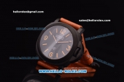 Panerai PAM 360 Luminor Base Logo Swiss ETA 6497 Manual Winding Black DLC Case with Black Dial and Orange Leather Strap-1：1 Original