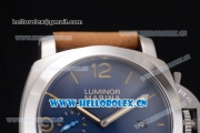 Panerai Luminor Marina 1950 3 Days Asia ST25 Automatic Steel Case with Blue Dial Stick/Arabic Numeral Markers and Brown Leather Strap