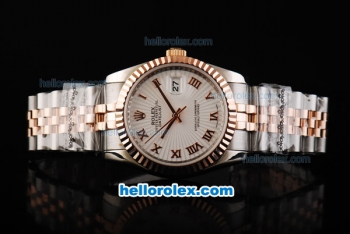 Rolex Datejust Automatic Rose Gold Bezel with Roman Marking and White Dial