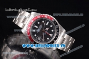 Rolex GMT-Master Vintage Asia 2813 Automatic Stainless Steel Case/Bracelet with White Markers Red/ Black Bezel and Black Dial