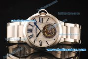 Cartier ballon bleu de Swiss Tourbillon Manual Winding Full Steel Case with White Dial and SS Strap